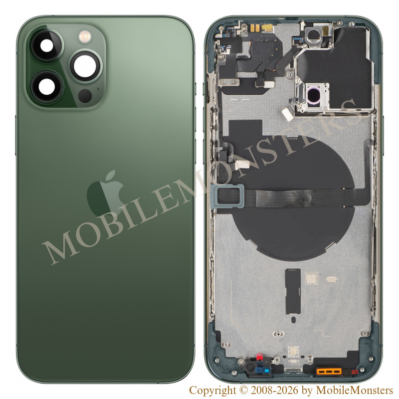 Korpuss iPhone 13 Pro Max (A2643) Videja daļa, Baterijas vāciņš, (Lietots A stavoklis) Zaļš Korpuss iPhone 13 Pro Max (A2643) Videja daļa, Baterijas vāciņš, (Lietots A stavoklis) Zaļš