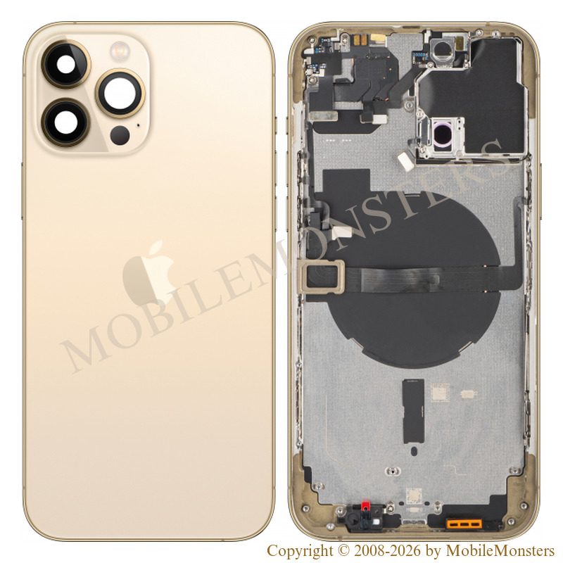 Korpuss iPhone 13 Pro Max (A2643) Videja daļa, Baterijas vāciņš, (Lietots A stavoklis) Zelts Korpuss iPhone 13 Pro Max (A2643) Videja daļa, Baterijas vāciņš, (Lietots A stavoklis) Zelts