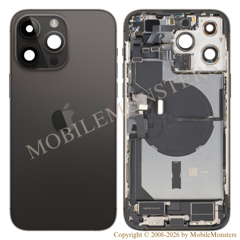 Korpuss iPhone 14 Pro Max (A2894) Videja daļa Baterijas vāciņš Melns Korpuss iPhone 14 Pro Max (A2894) Videja daļa Baterijas vāciņš Melns