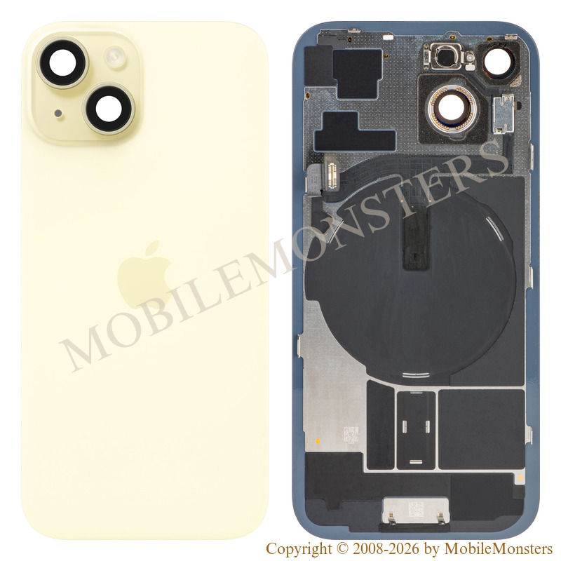 Cover iPhone 15 Battery cover (Used condition A) Yellow Cover iPhone 15 Battery cover (Used condition A) Yellow