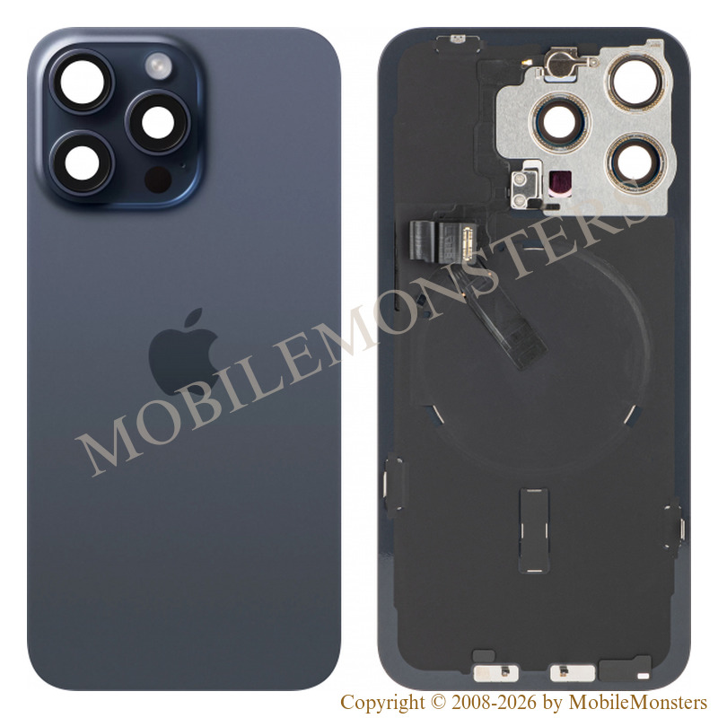 Korpuss iPhone 15 Pro Max Baterijas vāciņš (Lietots A stavoklis) Zils Korpuss iPhone 15 Pro Max Baterijas vāciņš (Lietots A stavoklis) Zils